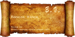 Bencze Vince névjegykártya